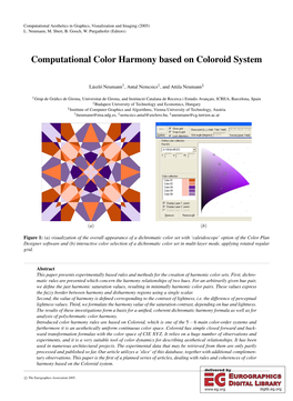 Computational Color Harmony Based on Coloroid System