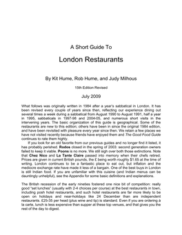 London Food Guide: 2