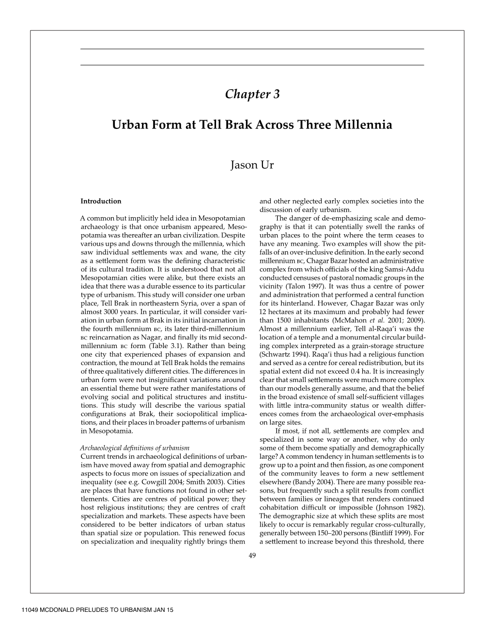 Chapter 3 Urban Form at Tell Brak Across Three Millennia