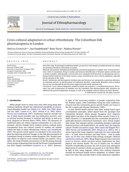 Journal of Ethnopharmacology Cross-Cultural Adaptation in Urban Ethnobotany: the Colombian Folk Pharmacopoeia in London