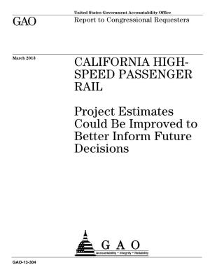 Gao-13-304, California High-Speed Passenger Rail