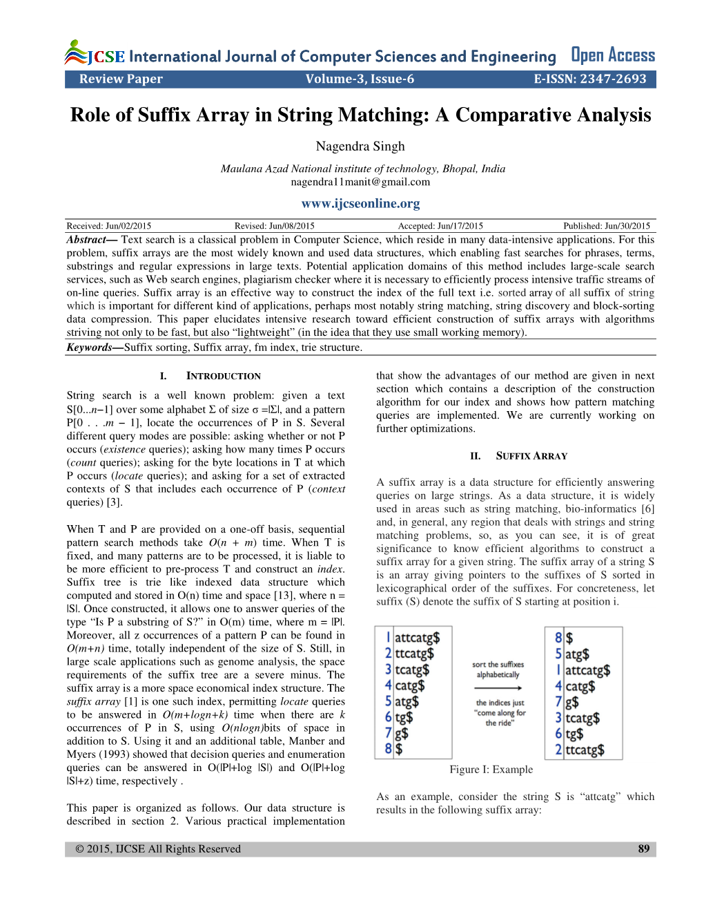 Role of Suffix Array in String Matching: a Comparative Analysis