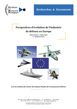 Perspectives D'évolution De L'industrie De Défense En Europe