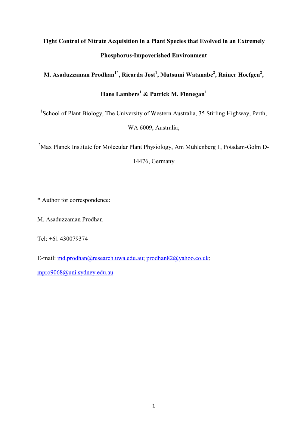 Tight Control of Nitrate Acquisition in a Plant Species That Evolved in an Extremely