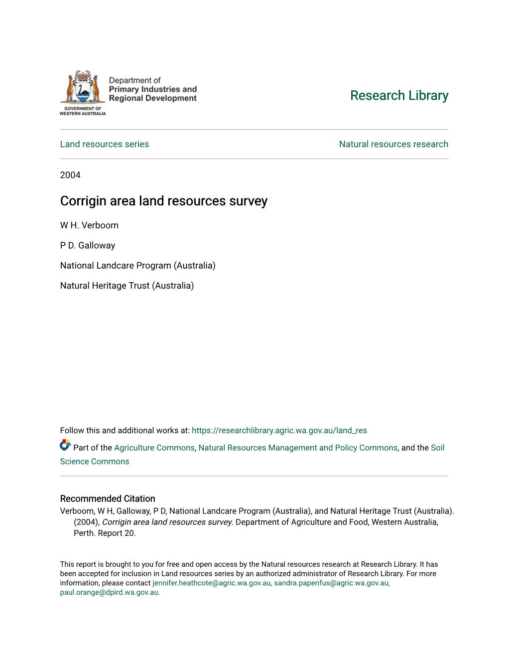Corrigin Area Land Resources Survey
