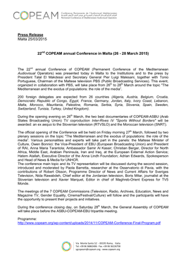 PR- 22Nd COPEAM Annual Conference in Malta ENG