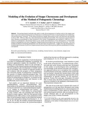 Modeling of the Evolution of Steppe Chernozems and Development of the Method of Pedogenetic Chronology