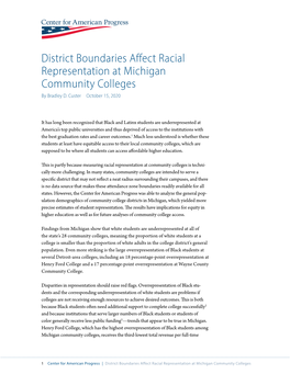 District Boundaries Affect Racial Representation at Michigan Community Colleges by Bradley D