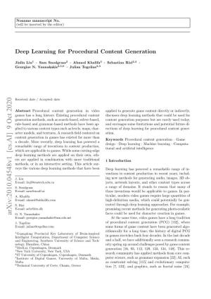 Deep Learning for Procedural Content Generation