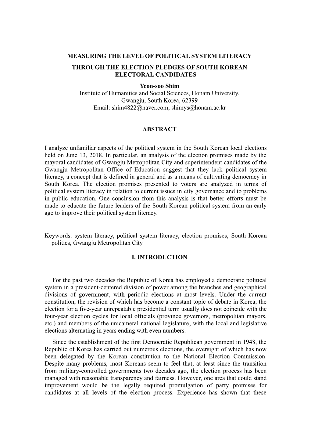 Measuring the Level of Political System Literacy