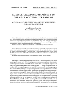 El Escultor Alfonso Martínez Y Su Obra En La Catedral De Badajoz