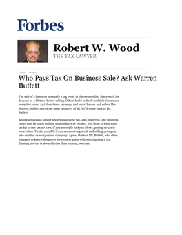 Who Pays Tax on Business Sale? Ask Warren Buffett