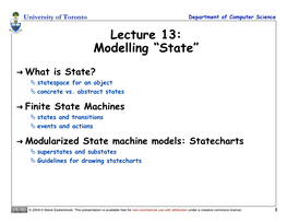 Modelling “State”