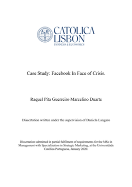 Case Study: Facebook in Face of Crisis