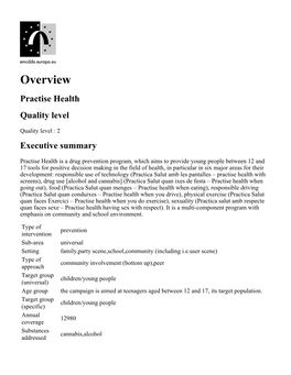 Overview Practise Health Quality Level