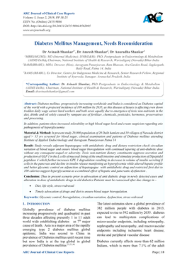 Diabetes Mellitus Management, Needs Reconsideration