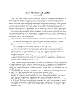 Saints Philemon and Apphia November 22
