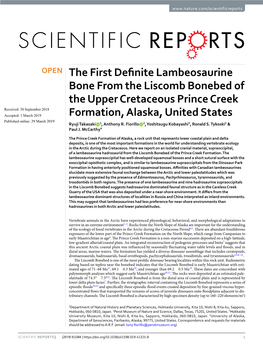 The First Definite Lambeosaurine Bone from the Liscomb Bonebed Of