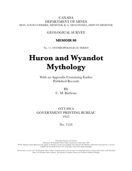 Huron and Wyandot Mythology