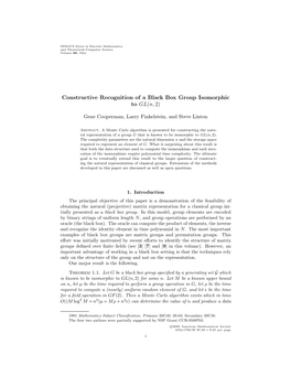 Constructive Recognition of a Black Box Group Isomorphic to GL(N,2)