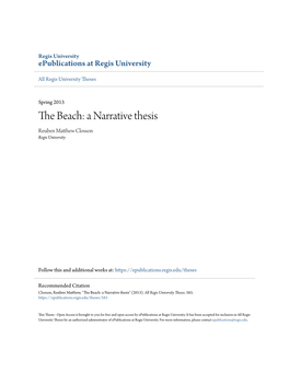 The Beach: a Narrative Thesis Reuben Matthew Loc Sson Regis University