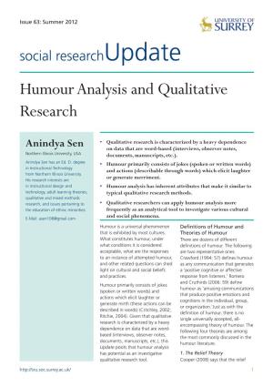 Humour Analysis and Qualitative Research