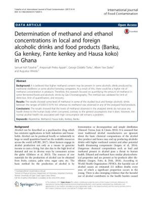 Determination of Methanol and Ethanol Concentrations in Local And