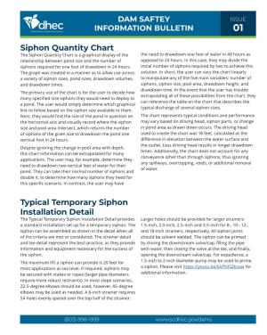 Siphon Quantity Chart Typical Temporary Siphon Installation Detail