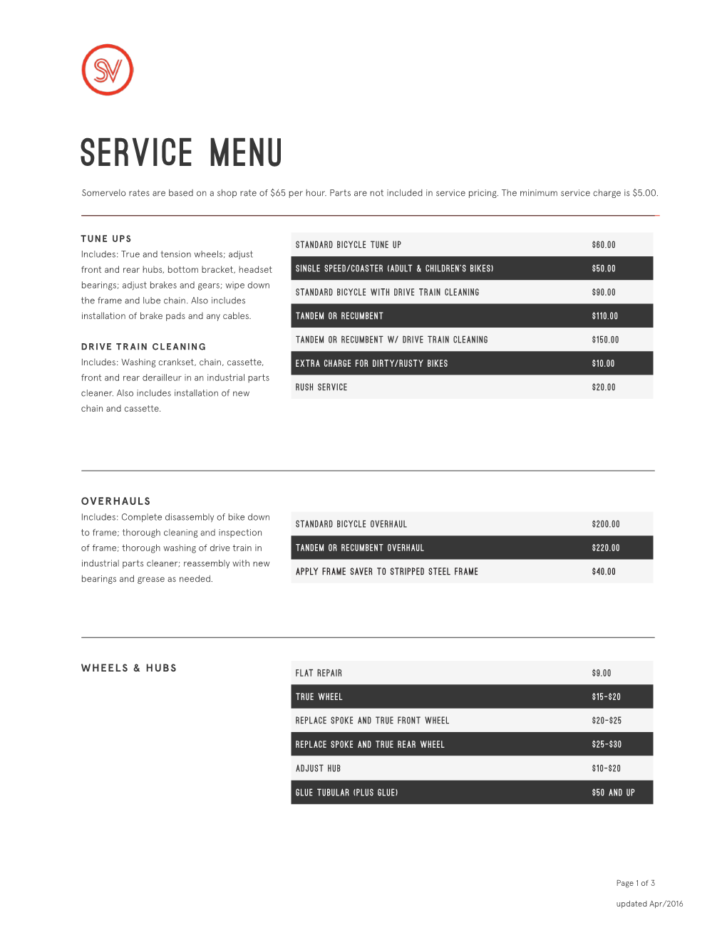 Service Menu