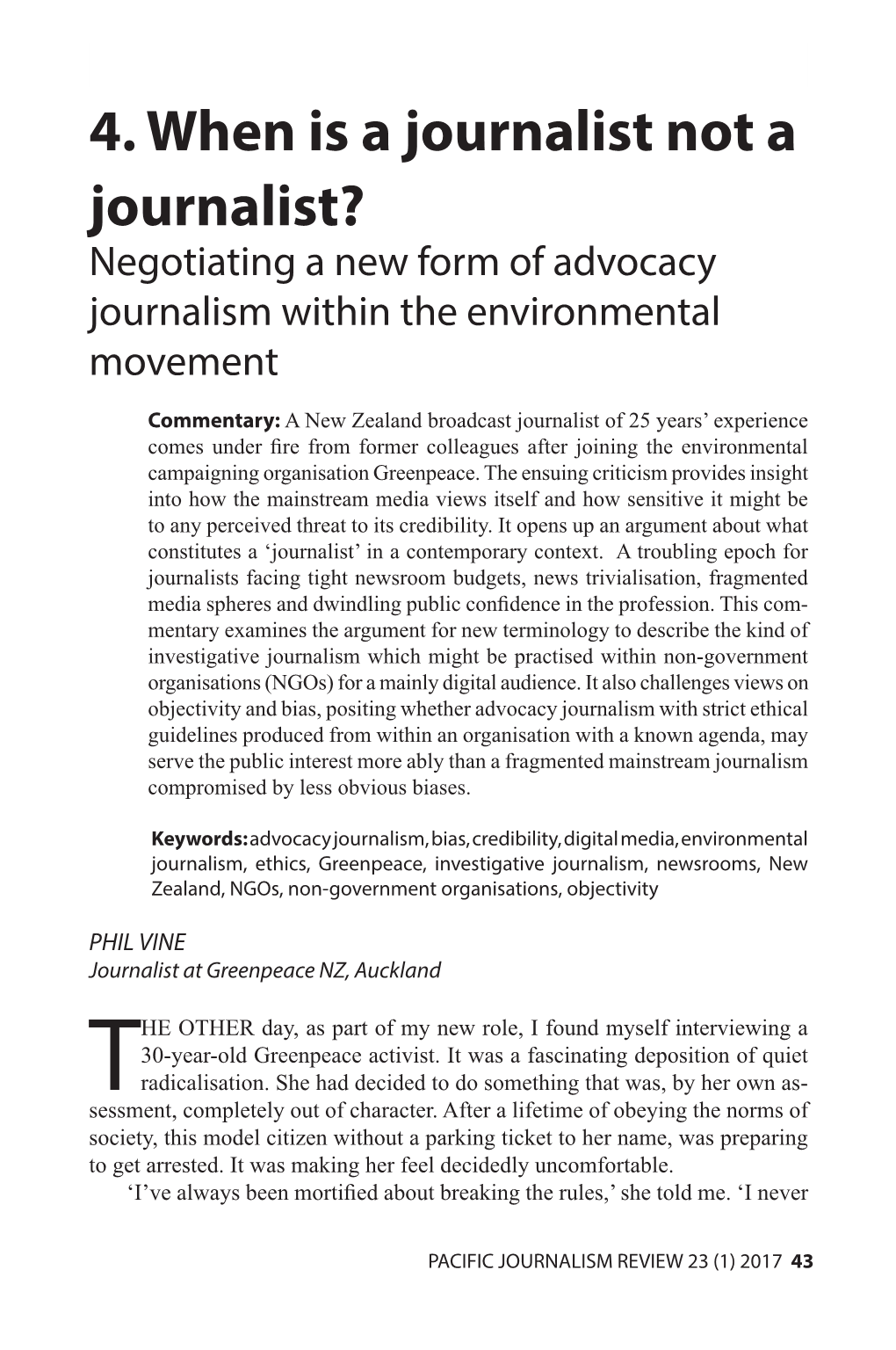 4. When Is a Journalist Not a Journalist? Negotiating a New Form of Advocacy Journalism Within the Environmental Movement