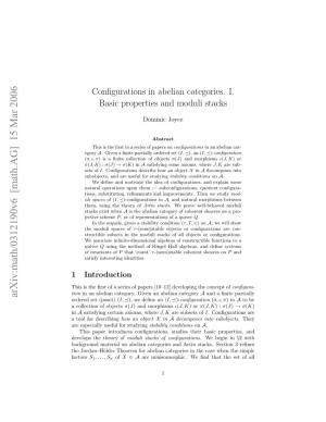 Configurations in Abelian Categories. I. Basic Properties and Moduli Stacks