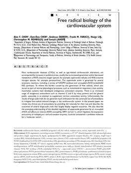 Free Radical Biology of the Cardiovascular System