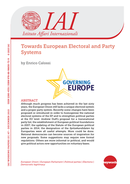 Towards European Electoral and Party Systems