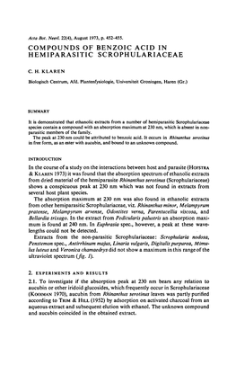 Compounds of Benzoic Acid in Hemiparasitic Scrophulariaceae 453