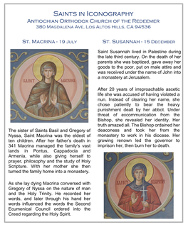 Saints in Iconography Antiochian Orthodox Church of the Redeemer 380 Magdalena Ave, Los Altos Hills, CA 94536
