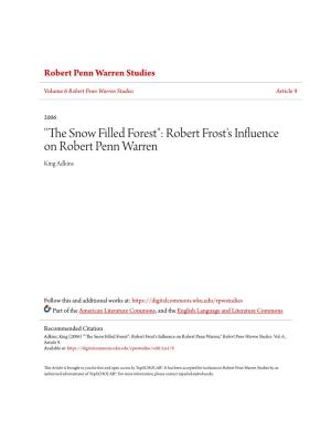 Robert Frost's Influence on Robert Penn Warren King Adkins