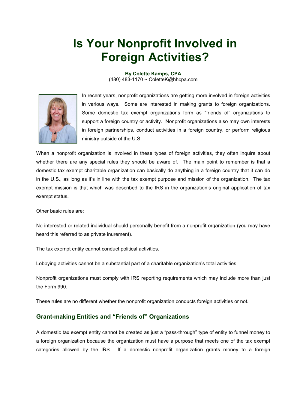 Is Your Nonprofit Involved in Foreign Activities?