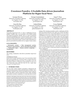 A Scalable Data-Driven Journalism Platform for Hyper-Local News