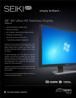 28" 4K Ultra HD Desktop Display SM28UTR