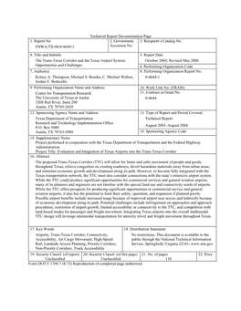 The Trans-Texas Corridor and the Texas Airport System: Opportunities and Challenges (FHWA/TX-06/0-4644-1)