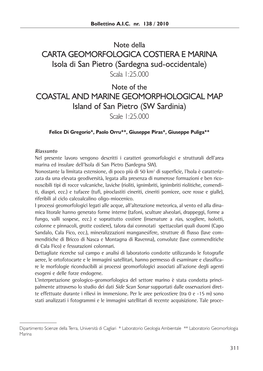 CARTA GEOMORFOLOGICA COSTIERA E MARINA Isola Di San