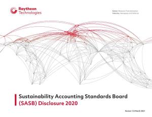 Sustainability Accounting Standards Board (SASB) Disclosure 2020