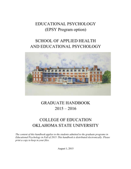 EDUCATIONAL PSYCHOLOGY (EPSY Program Option)