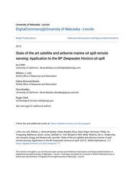 State of the Art Satellite and Airborne Marine Oil Spill Remote Sensing: Application to the BP &lt;I&gt;Deepwater Horizon&lt;/I&