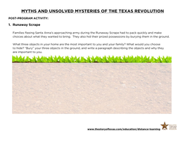 Myths and Unsolved Mysteries of the Texas Revolution