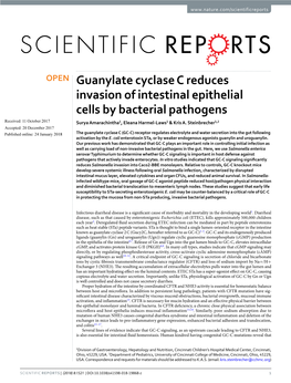 Guanylate Cyclase C Reduces Invasion of Intestinal Epithelial Cells by Bacterial Pathogens Received: 11 October 2017 Surya Amarachintha1, Eleana Harmel-Laws1 & Kris A