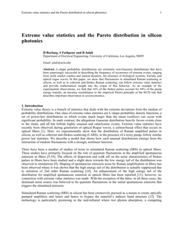 Extreme Value Statistics and the Pareto Distribution in Silicon Photonics 1