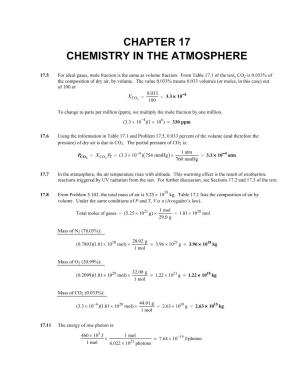 Chapter 17 Chemistry in the Atmosphere
