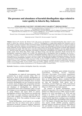 The Presence and Abundance of Harmful Dinoflagellate Algae Related to Water Quality in Jakarta Bay, Indonesia