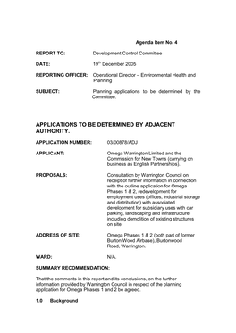 Applications to Be Determined by Adjacent Authority